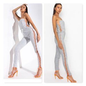 Lace Up Corset Jumpsuit